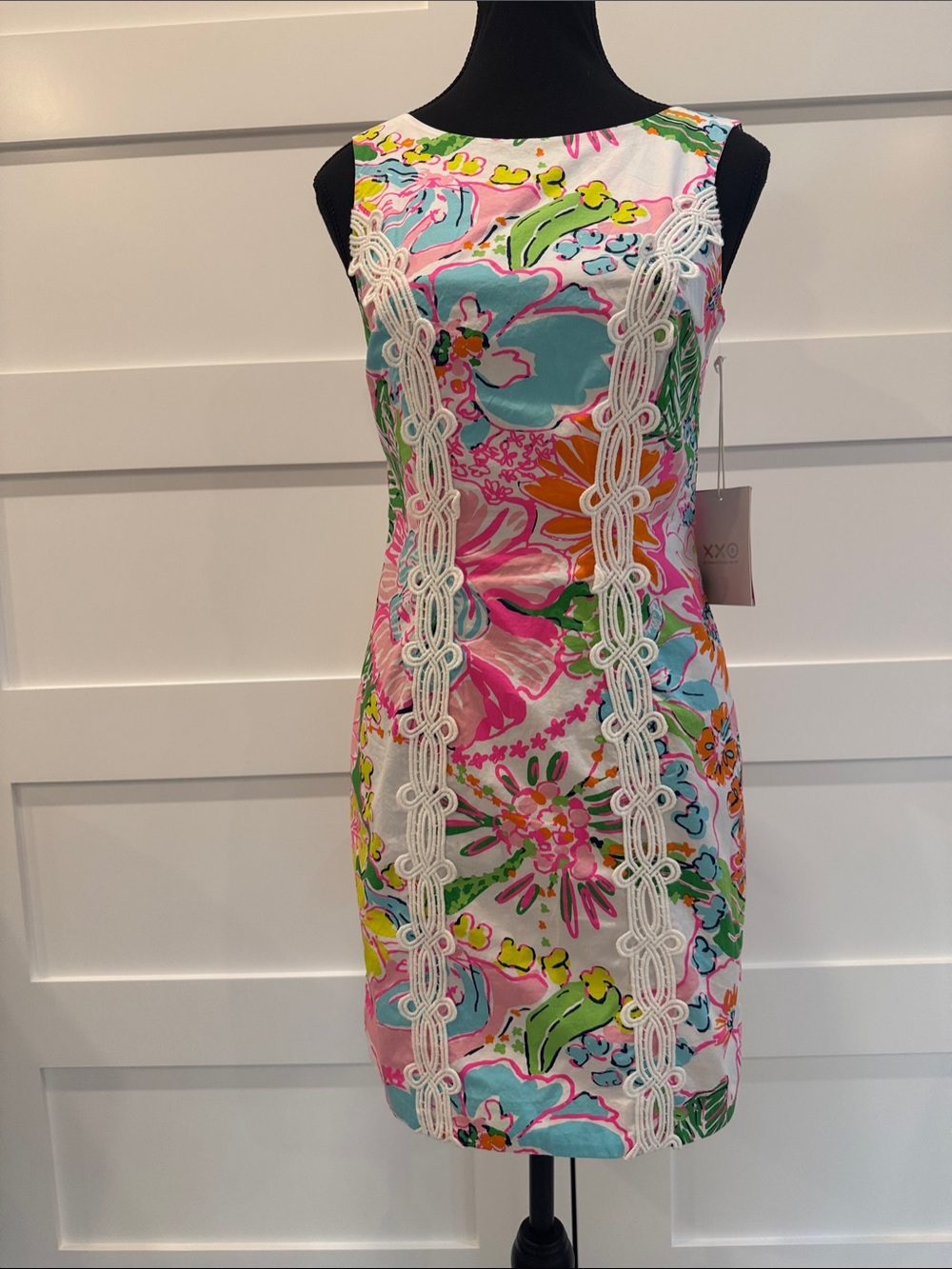 Lilly Pulitzer for Target Pink Multicolor Floral Mini Dress with White Lace